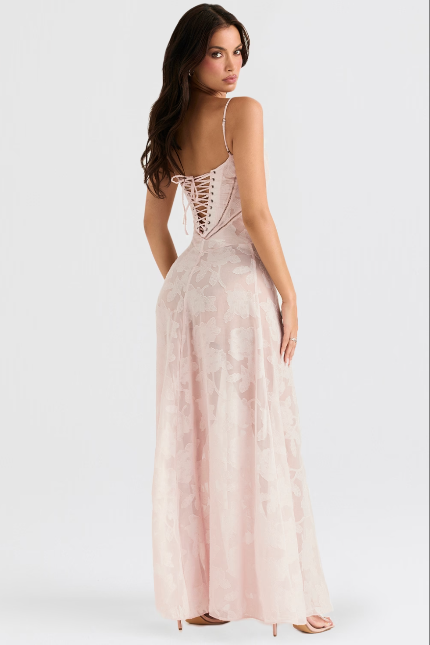 Floral Laced Back Maxi Dress