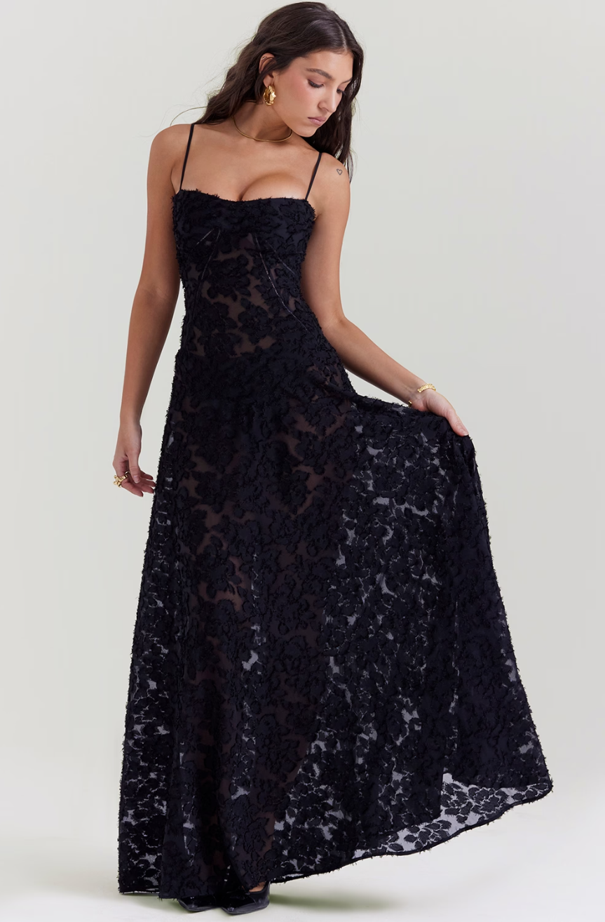 Floral Laced Back Maxi Dress